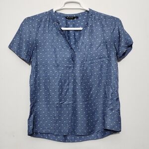 Massimo Dutti Ditsy Floral Blouse Women's 4 Boho Office Career Preppy